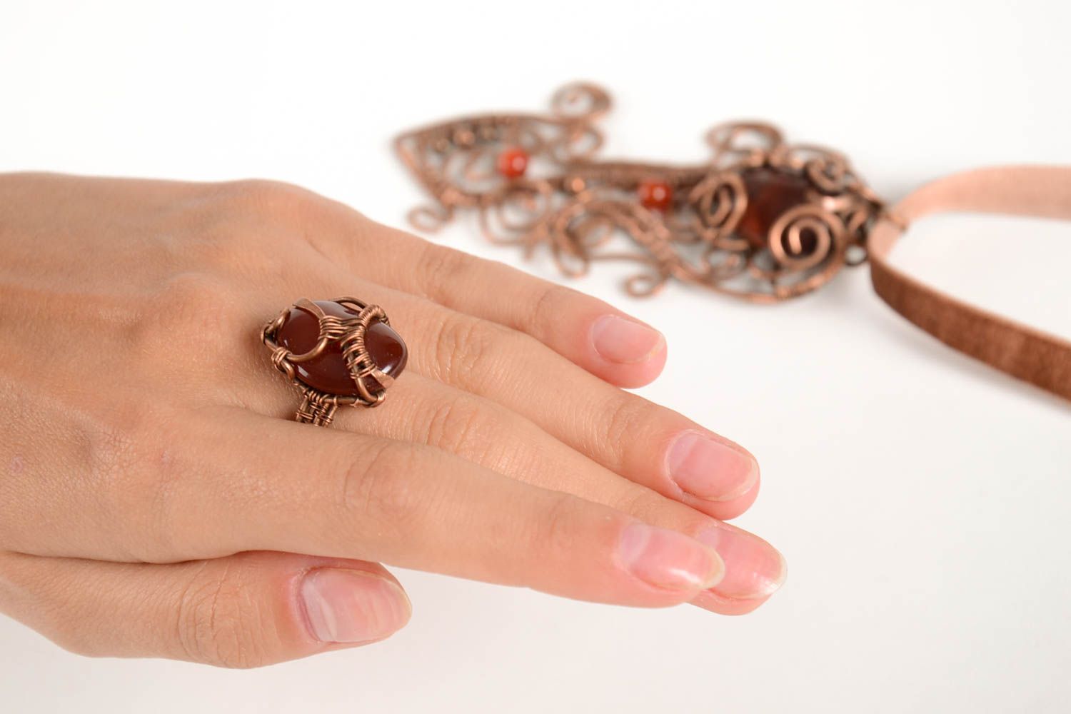 Handmade accessories unusual jewelry designer ring beautiful necklace photo 3