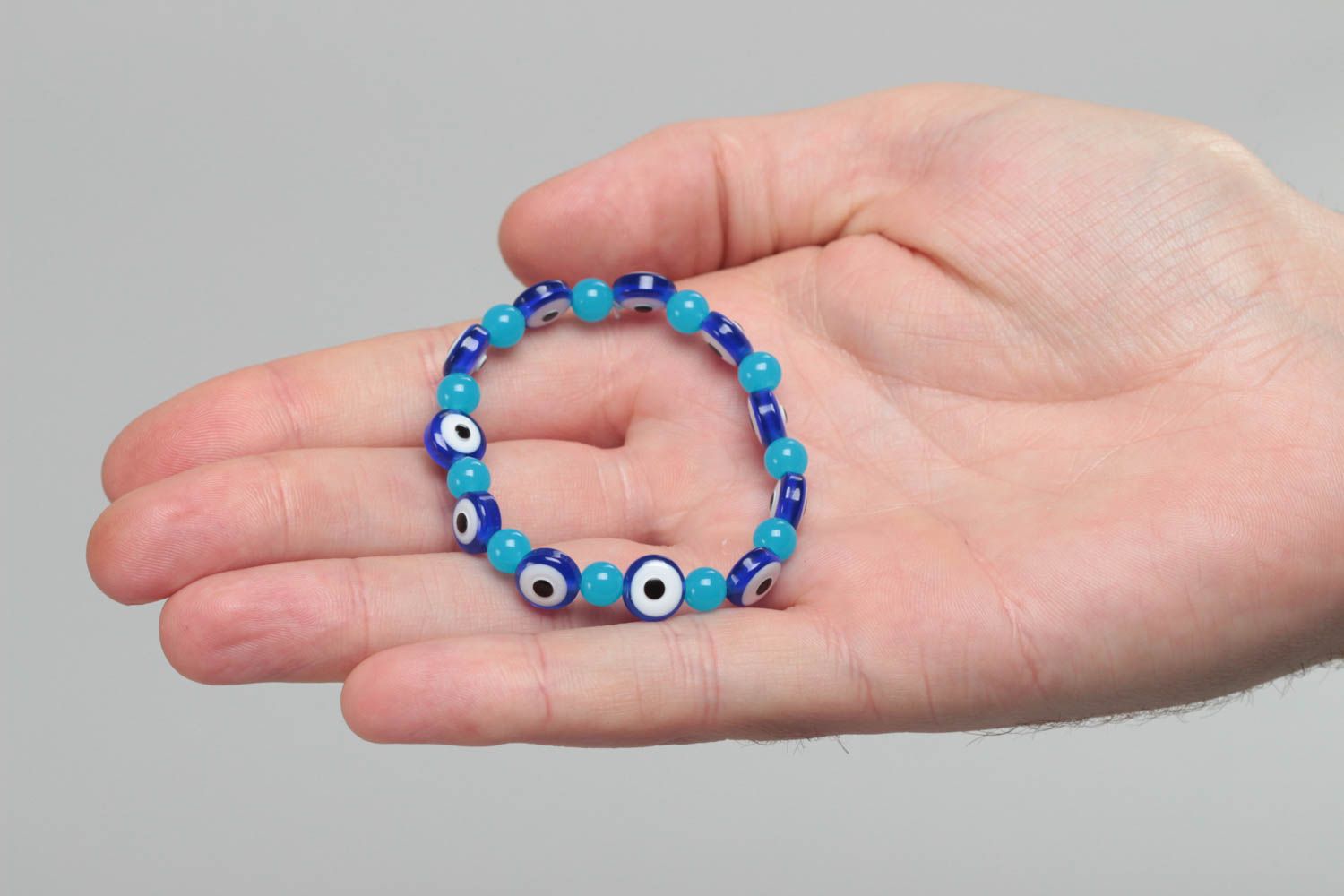 Bracelet en perles plastiques fait main pour enfant bleu original bijou photo 5