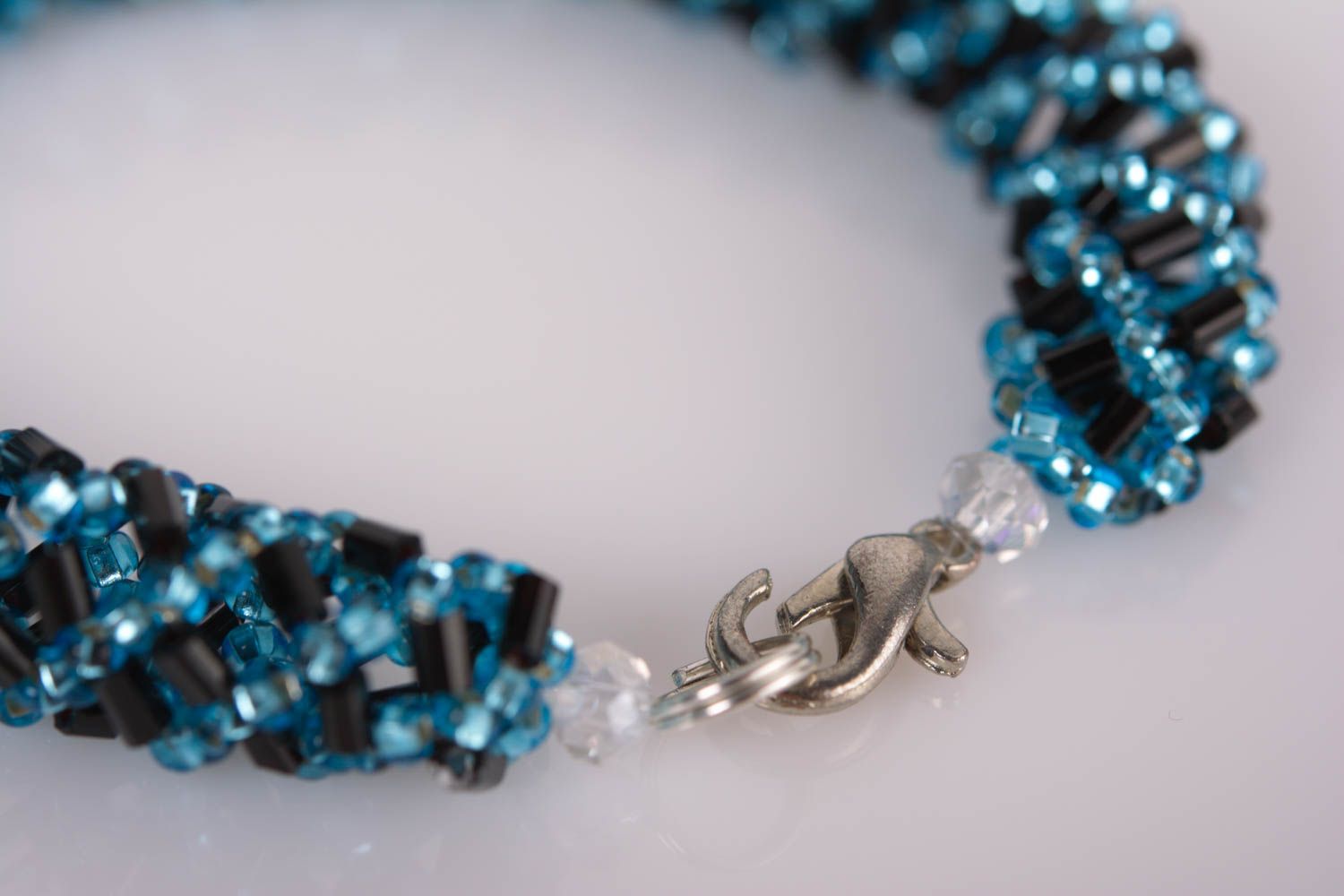 Bracciale di perline fatto a mano braccialetto originale da donna blu foto 5