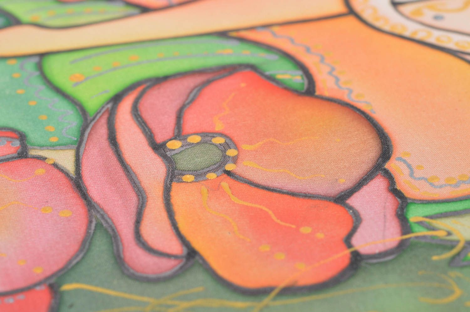 Handgemachtes Batik Wandbild aus Naturstoff Mädchen im Sonnenuntergang  foto 4