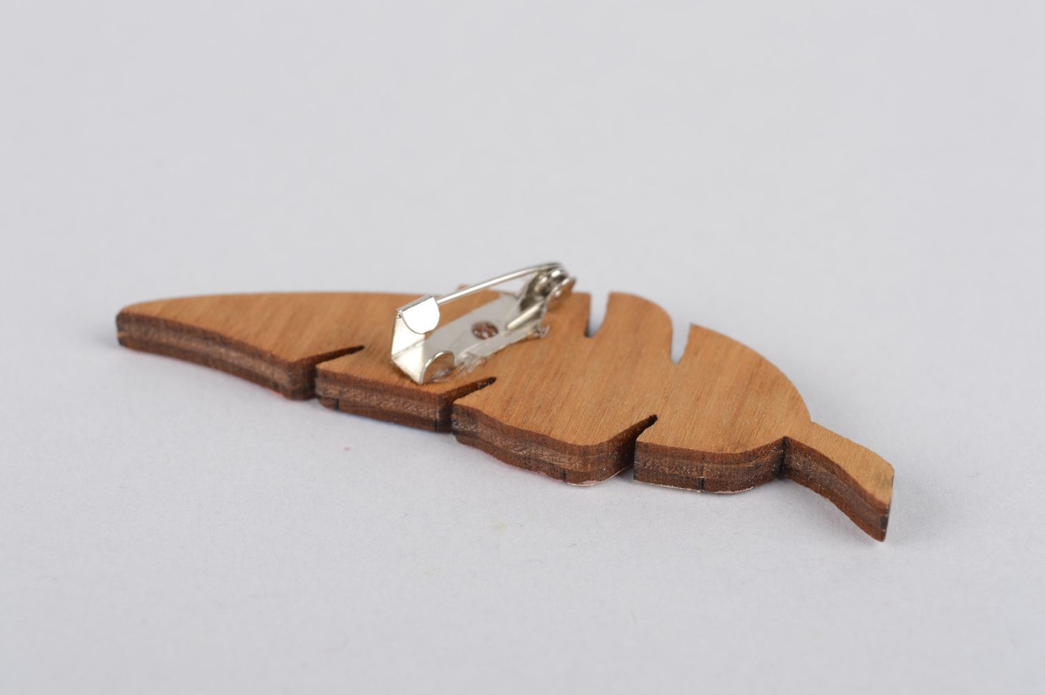 Handmade wooden brooch designer beautiful jewelry stylish leaf accessory photo 3