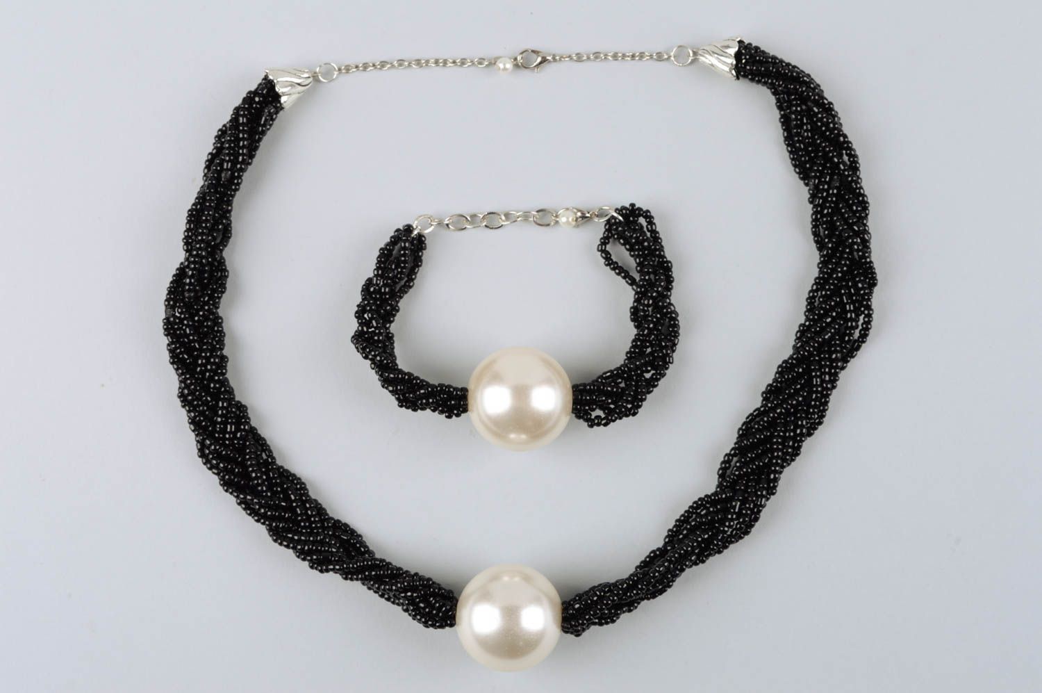 Collar y pulsera de moda con perlas bisutería artesanal regalo original  foto 2