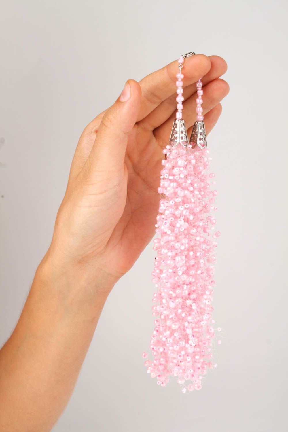 Collier perles de rocaille Bijou fait main rose Accessoire femme original photo 5