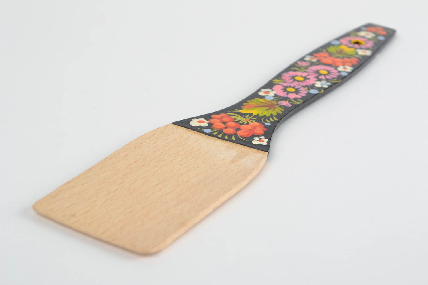Натуральная деревянная лопатка с Петриковской росписью ручной работы Цветы фото 1