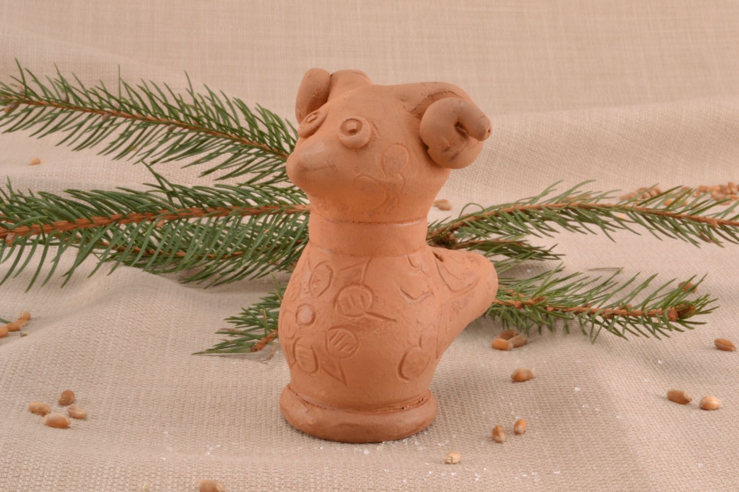 Ceramic penny whistle in the shape of lamb photo 1