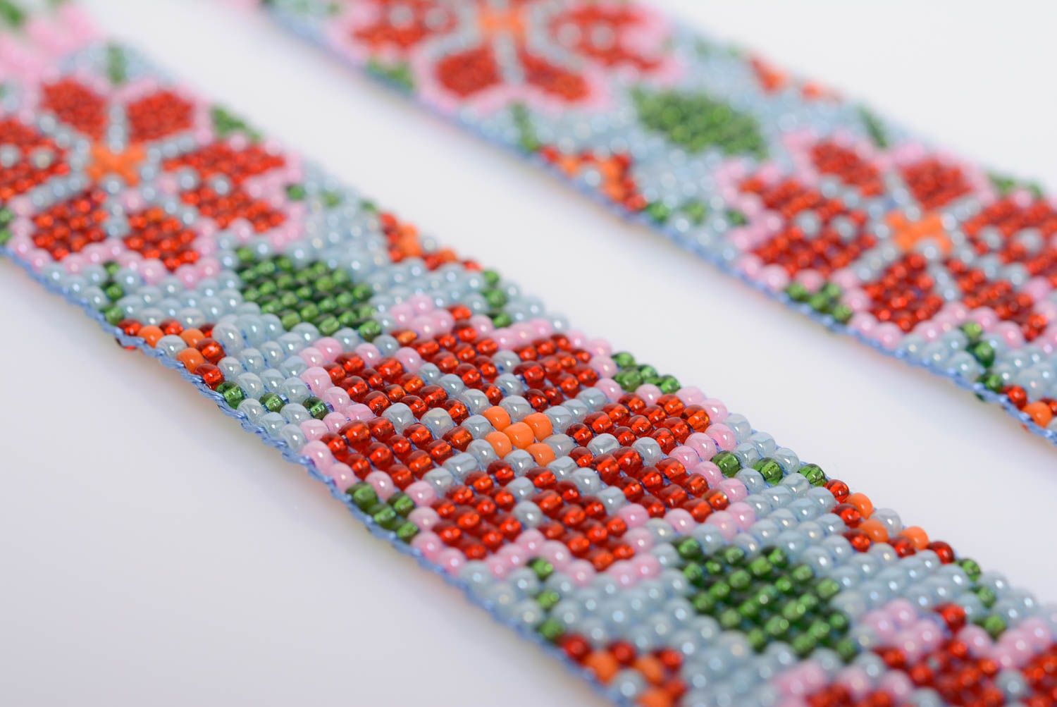 Collier en perles de rocaille motif floral multicolore style ethnique fait main photo 4