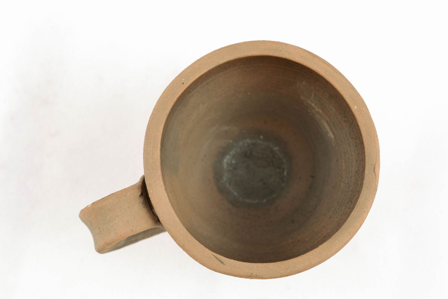 Natural 2 oz clay espresso coffee cup with handle and rustic design photo 5