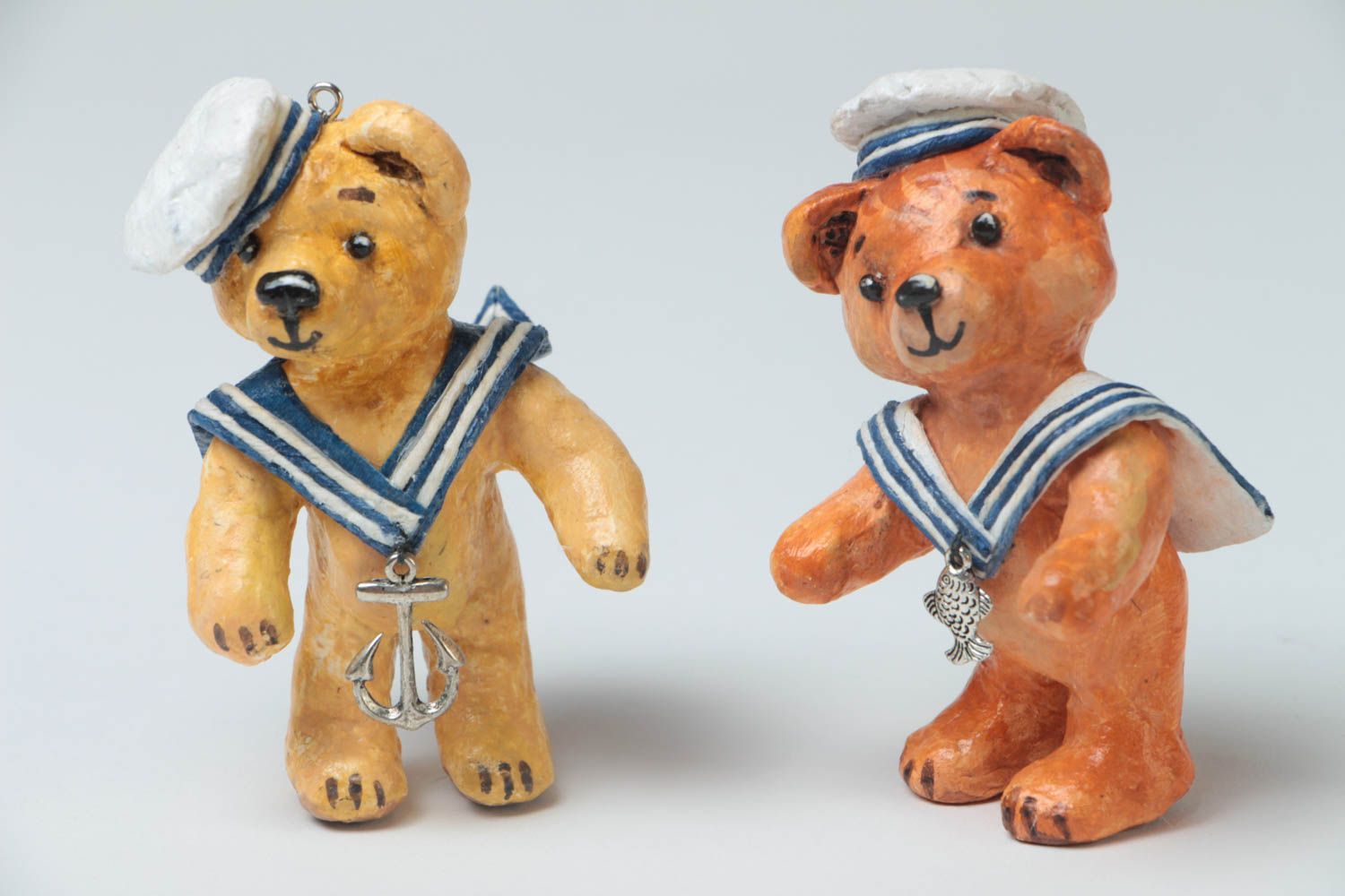 Figurines à suspendre ours marins faites main en papier mâché 2 pièces photo 2