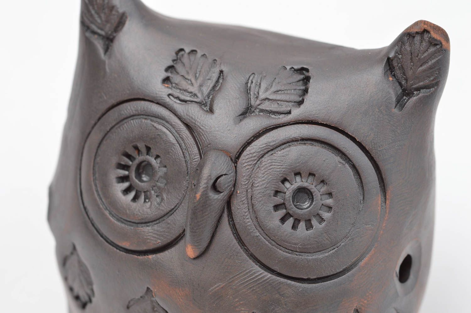 Глиняная игрушка ручной работы свистулька из глины керамическая свистулька сова  фото 5