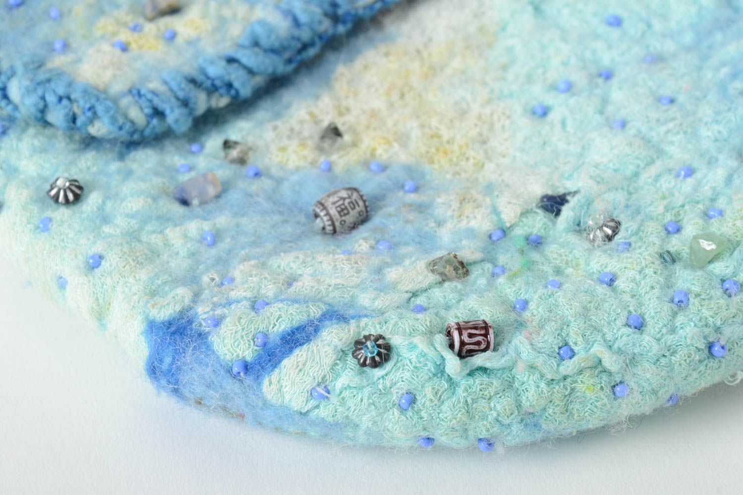 Handmade Tasche aus Wolle Accessoire für Frauen Clutch Tasche in Blau foto 5