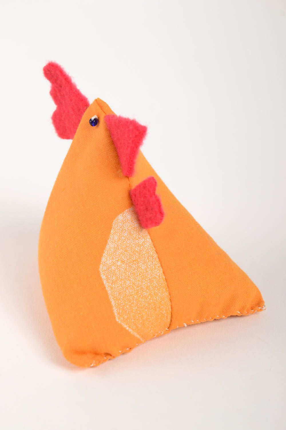 Peluche poulet faite main Jouet enfant orange coton Idée cadeau original photo 3