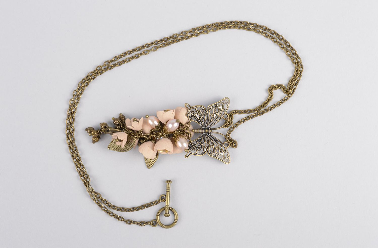 Handmade pendant unusual accessory gift idea clay pendant for women clay jewelry photo 2