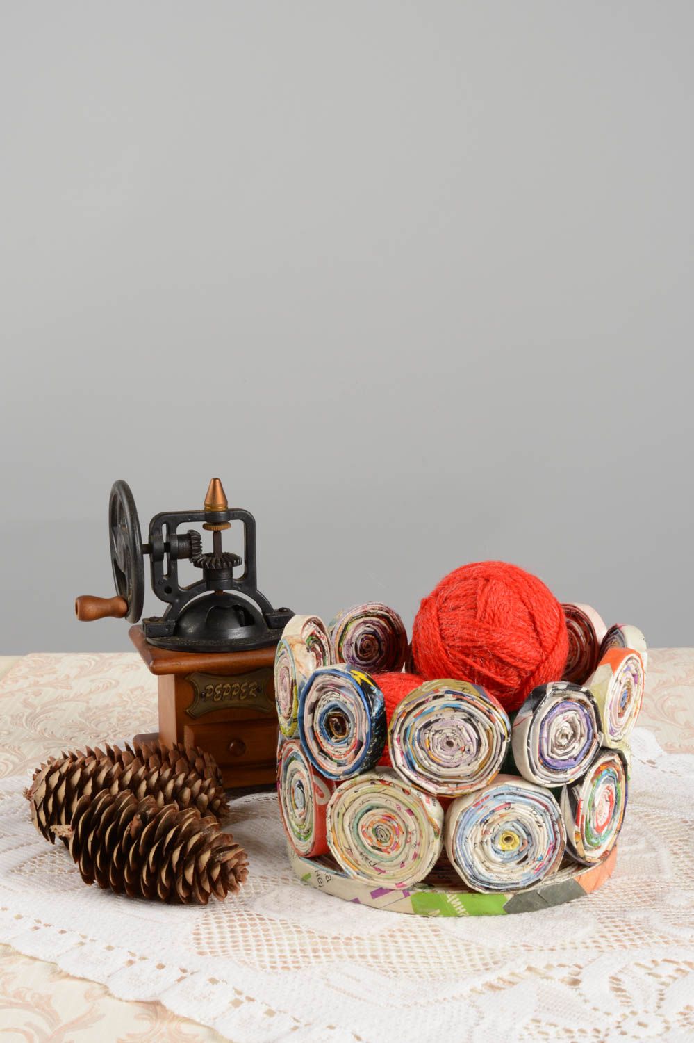 Round handmade basket stylish cute home decor unusual designer accessories photo 1