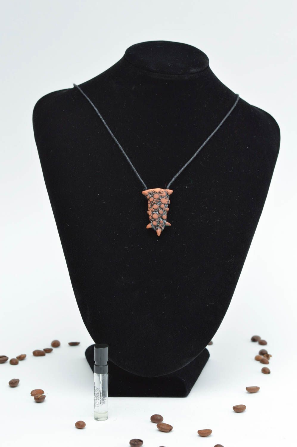 Handmade pendant for essential oils clay jewelry ceramic pendant for women photo 1