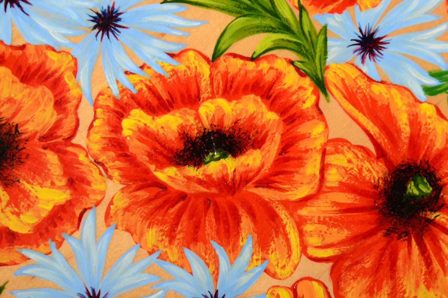 Bemalter schöner handgemachter Wandteller aus Holz Sonnenblumen Geschenk Frau foto 3