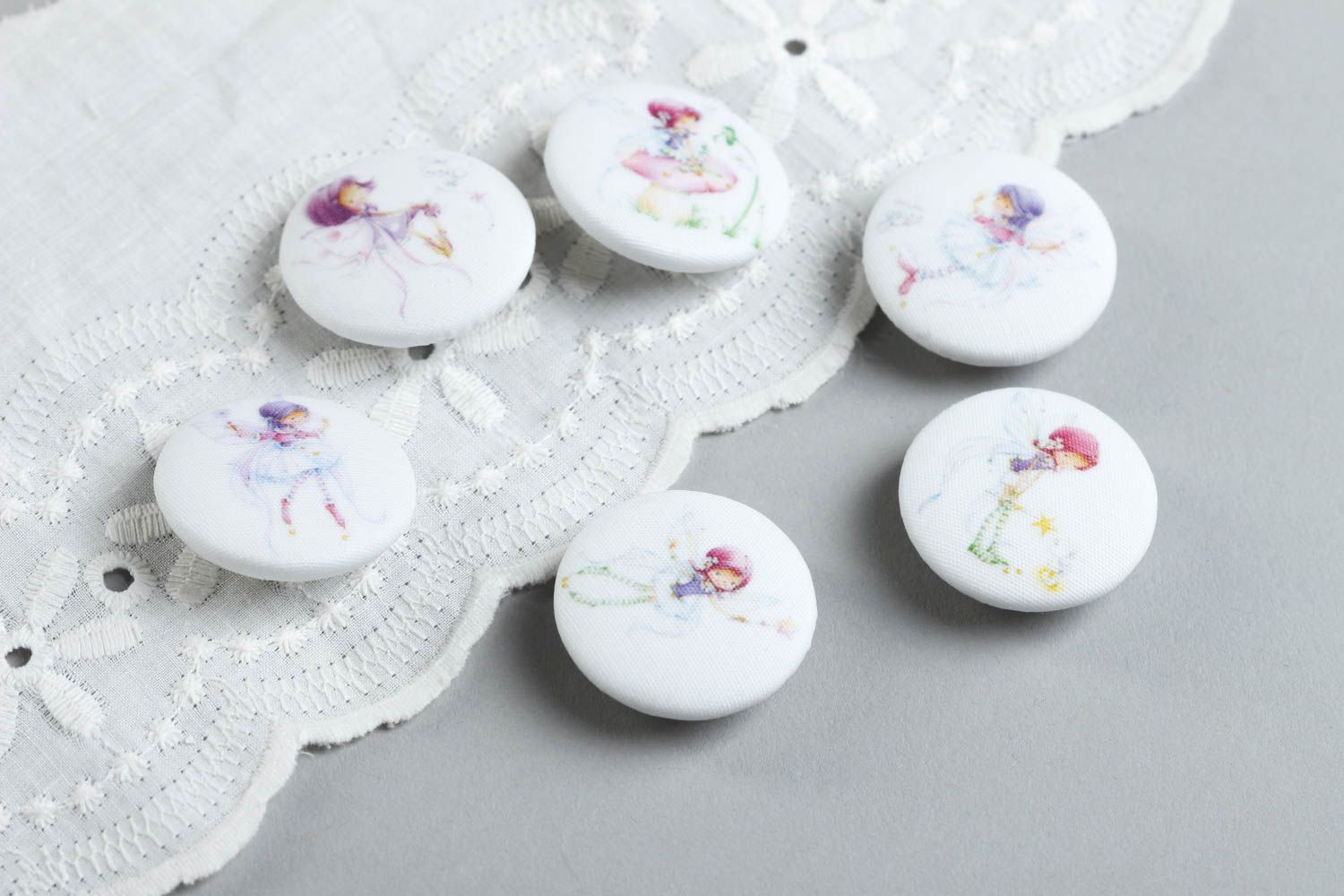 Stylish handmade fabric button needlework supplies 6 pieces fittings for clothes photo 1