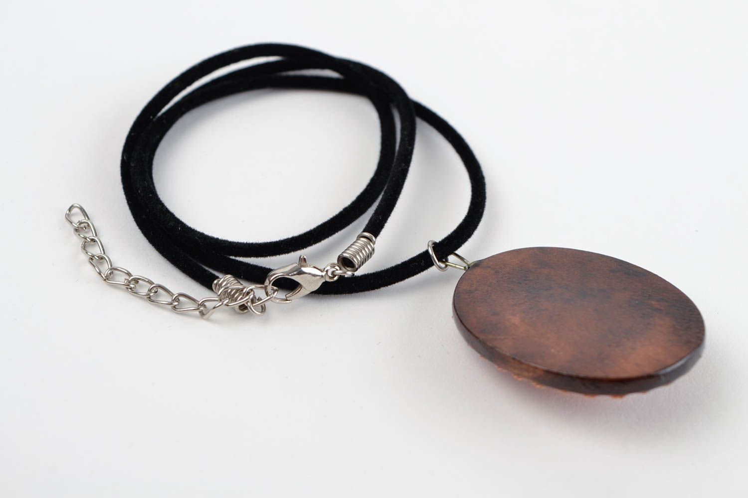 Pendentif design Bijoux fait main en bois avec strass ovale Accessoire femme photo 5