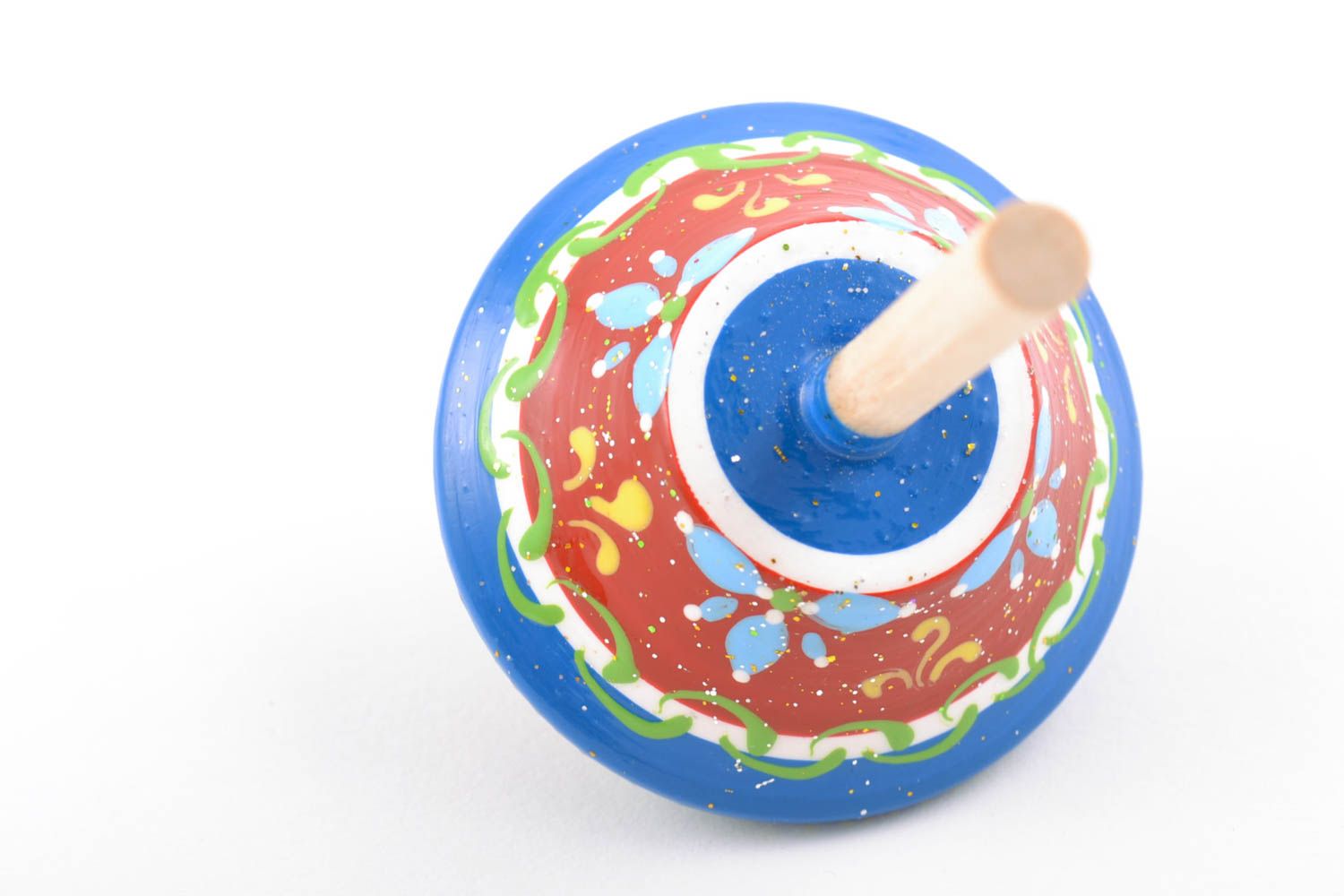 Small colorful handmade wooden spinning top for children educational toy photo 3