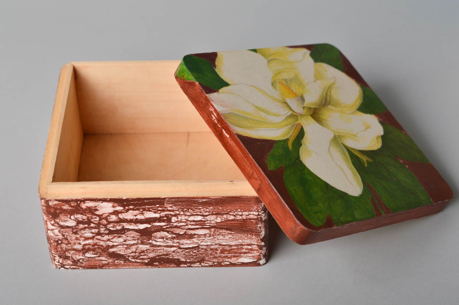 Caja para joyas cuadrada hecha a mano joyero original regalo para mujer  foto 3