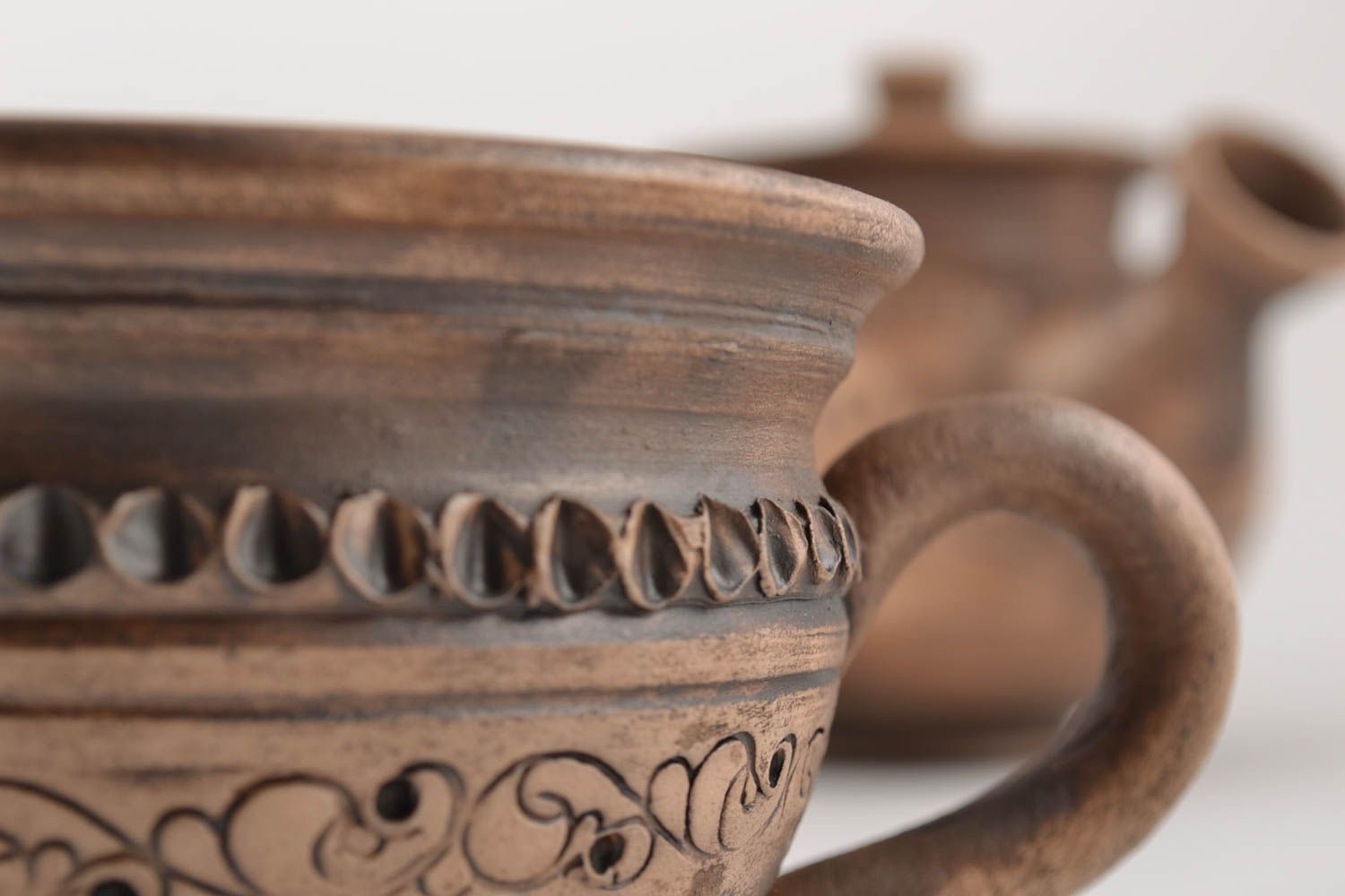 Handmade Keramik Geschirr Set Tassen und Teekanne 250 und 500 ml 3 Stück schön foto 3