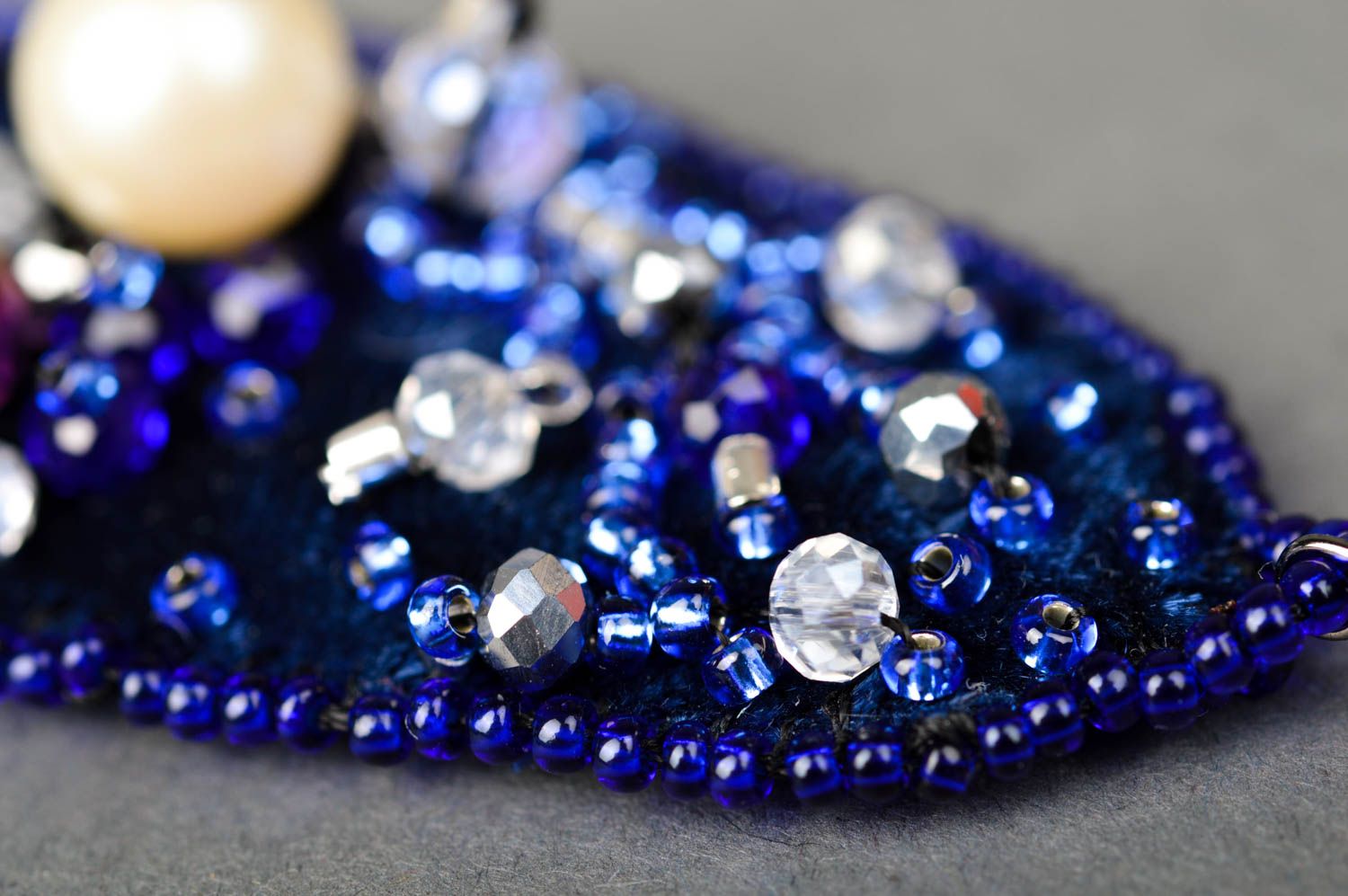 Handmade beaded earrings blue accessory designer fashion earrings leather photo 5