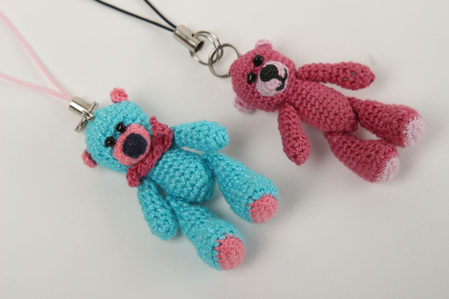 Handmade stylish soft toys unusual designer keychain 2 crocheted keychains photo 3