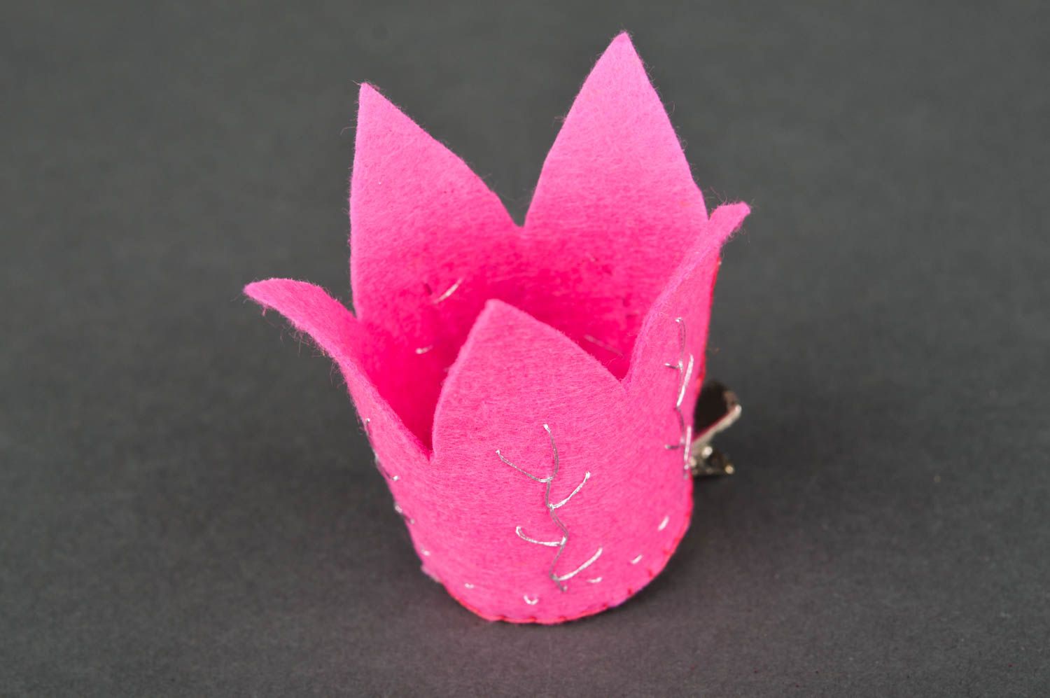 Pinza de pelo artesanal accesorio para niña regalo original Corona de color rosa foto 3