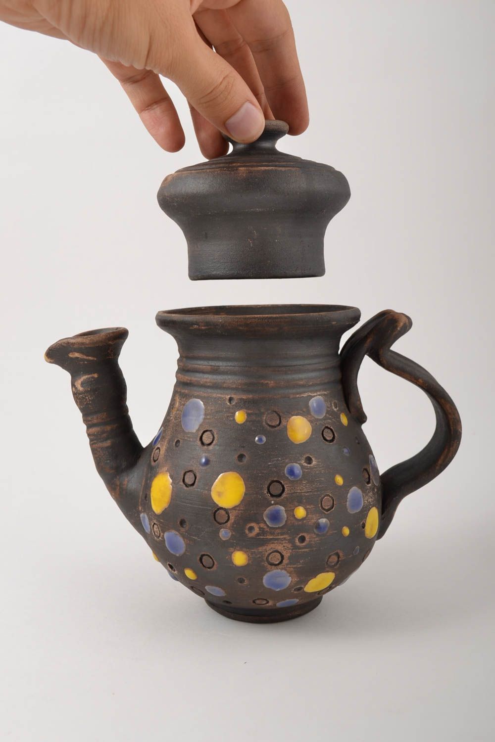 Beautiful handmade ceramic teapot pottery works kitchen supplies gift ideas photo 5