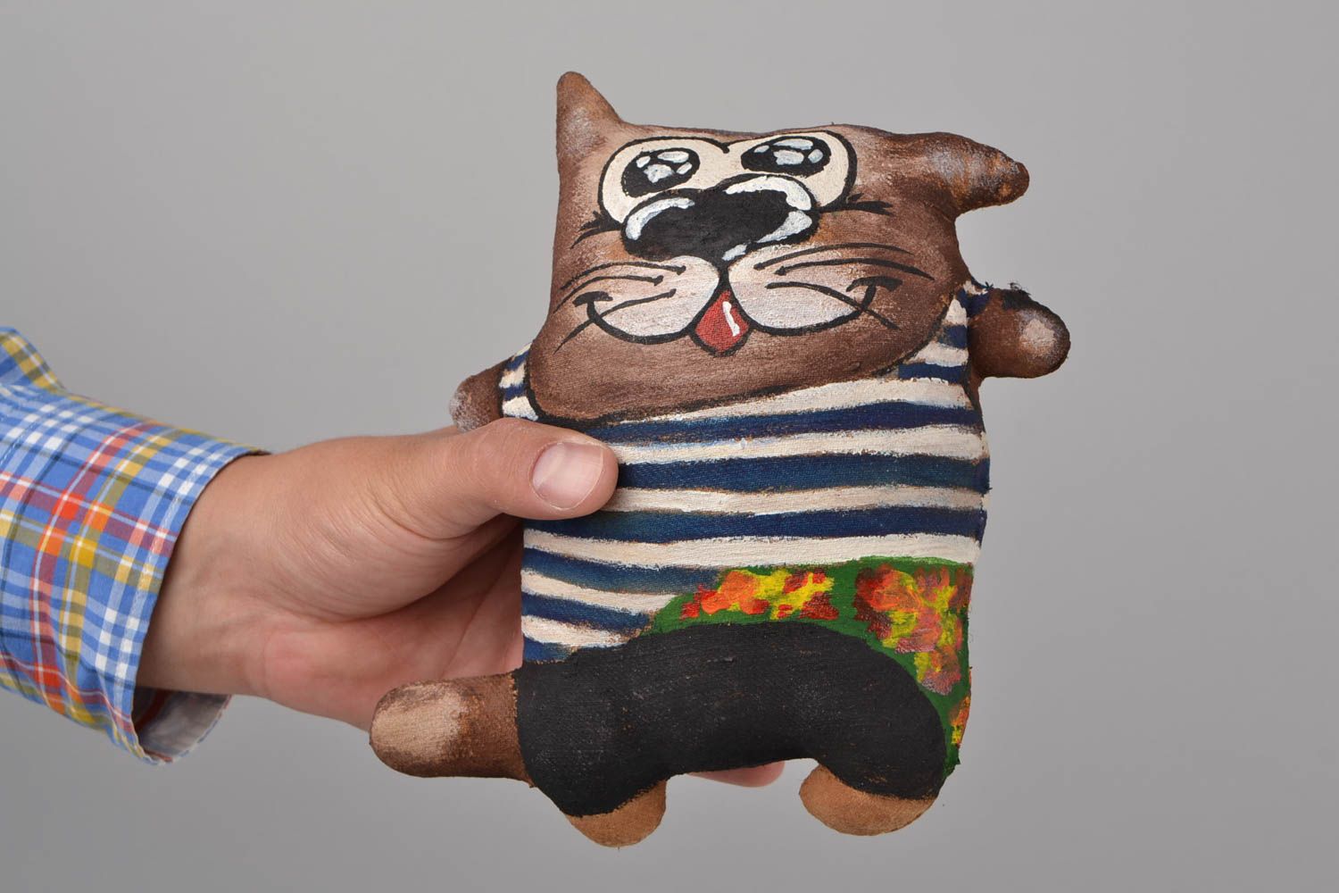 Мягкая игрушка ручной работы кот пропитанная корицей расписная ароматная фото 2
