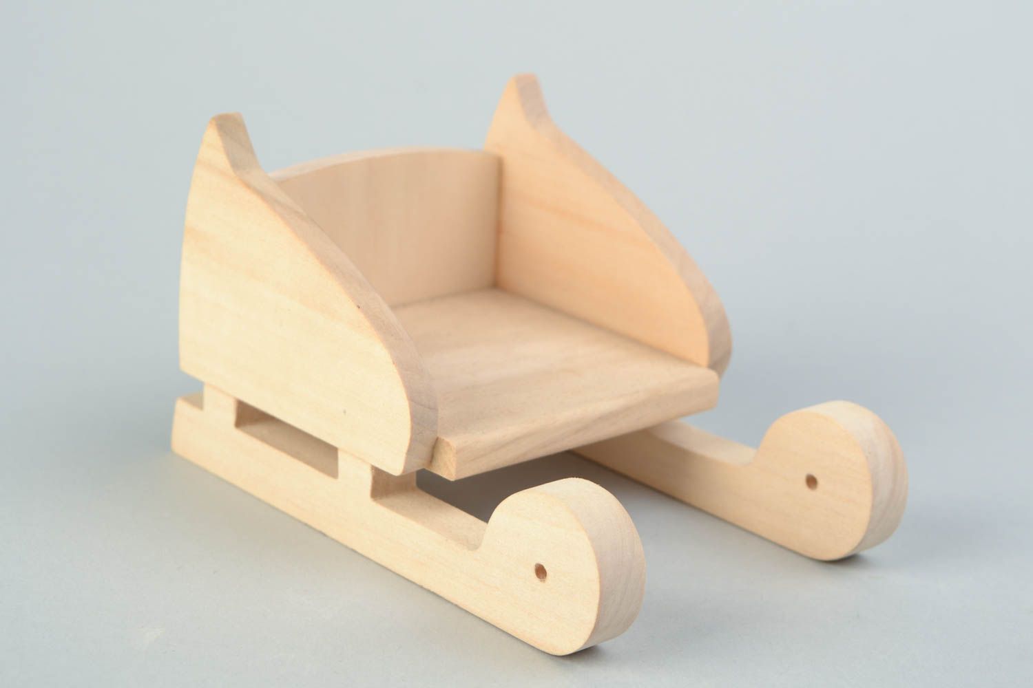 Handmade small wooden craft blank for decoupage or painting toy sledge photo 1