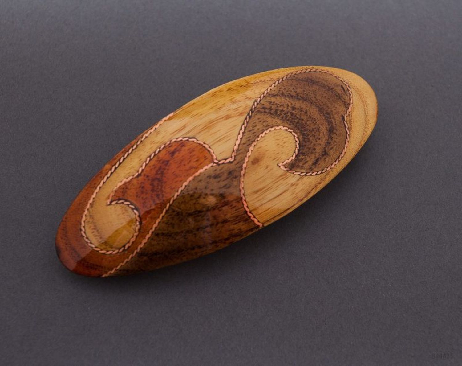 Wooden oval hair pin photo 1