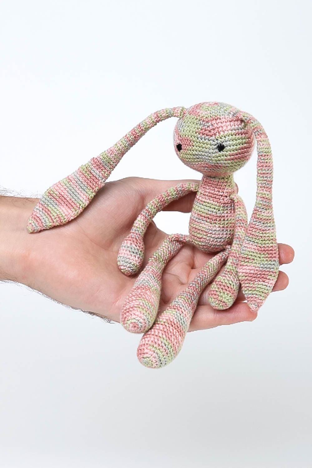 Handmade rosa Kuscheltier Hase Stoff Spielzeug Geschenk für Mädchen klein foto 5