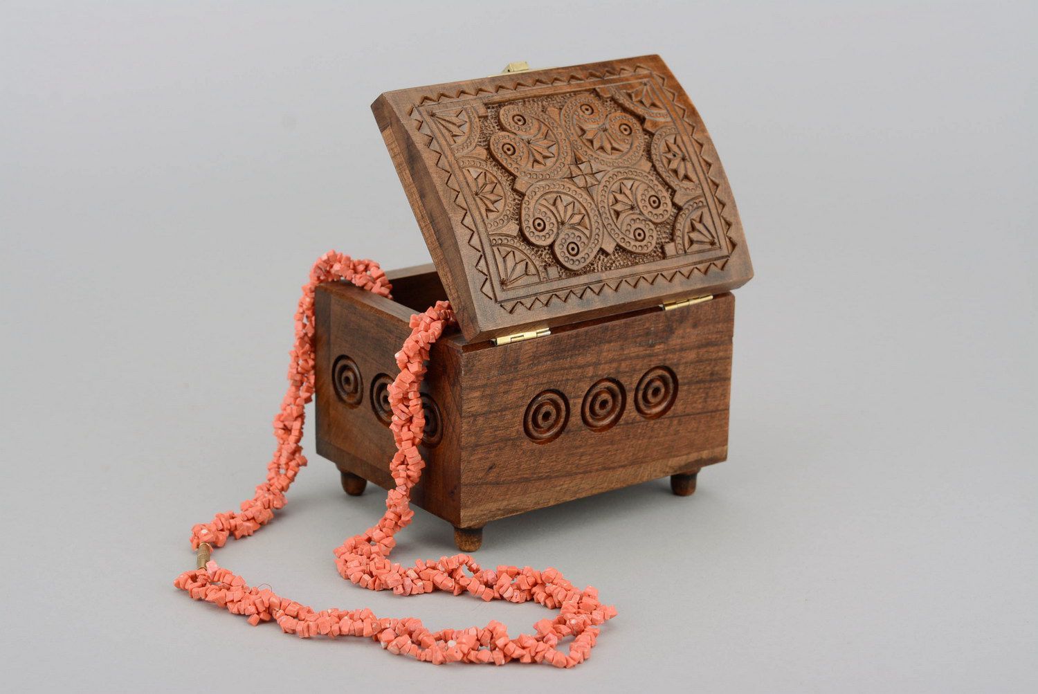 Scatola di legno fatta a mano cofanetto intagliato scrigno bello da donna foto 1