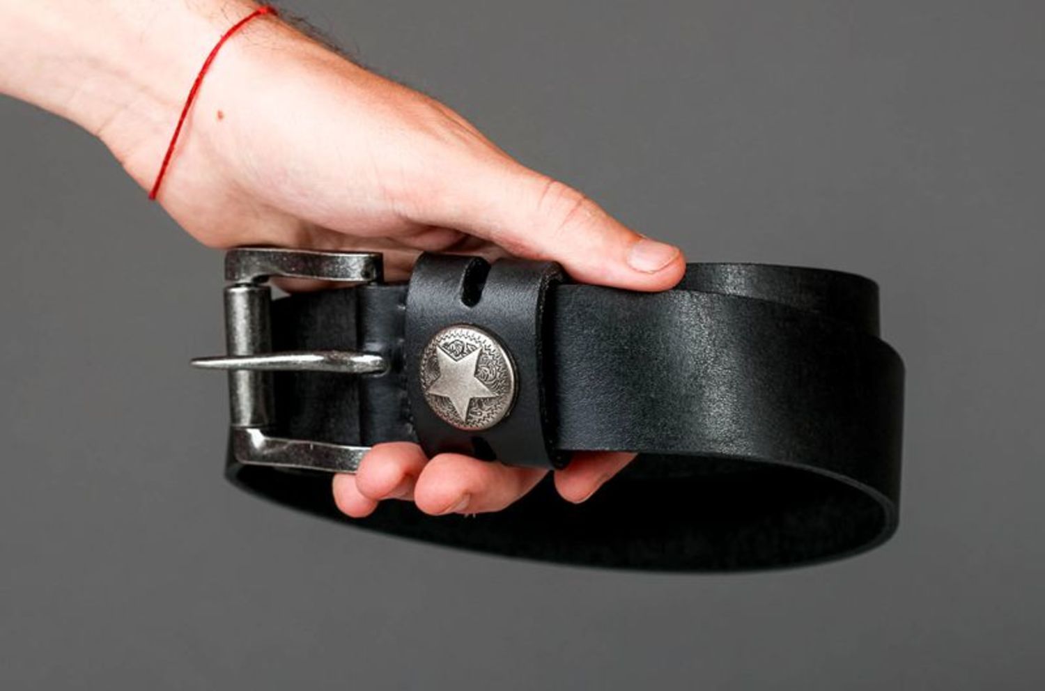 Black leather belt photo 3
