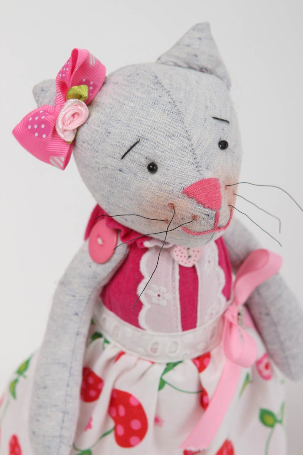 Handmade toy linen cat toy handmade cat toy designer toy cotton cat toy soft toy photo 3