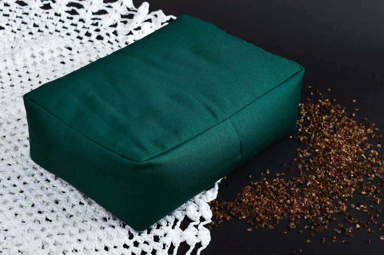 Handmade designer green pillow cute pillow for yoga stylish unusual pillow photo 1
