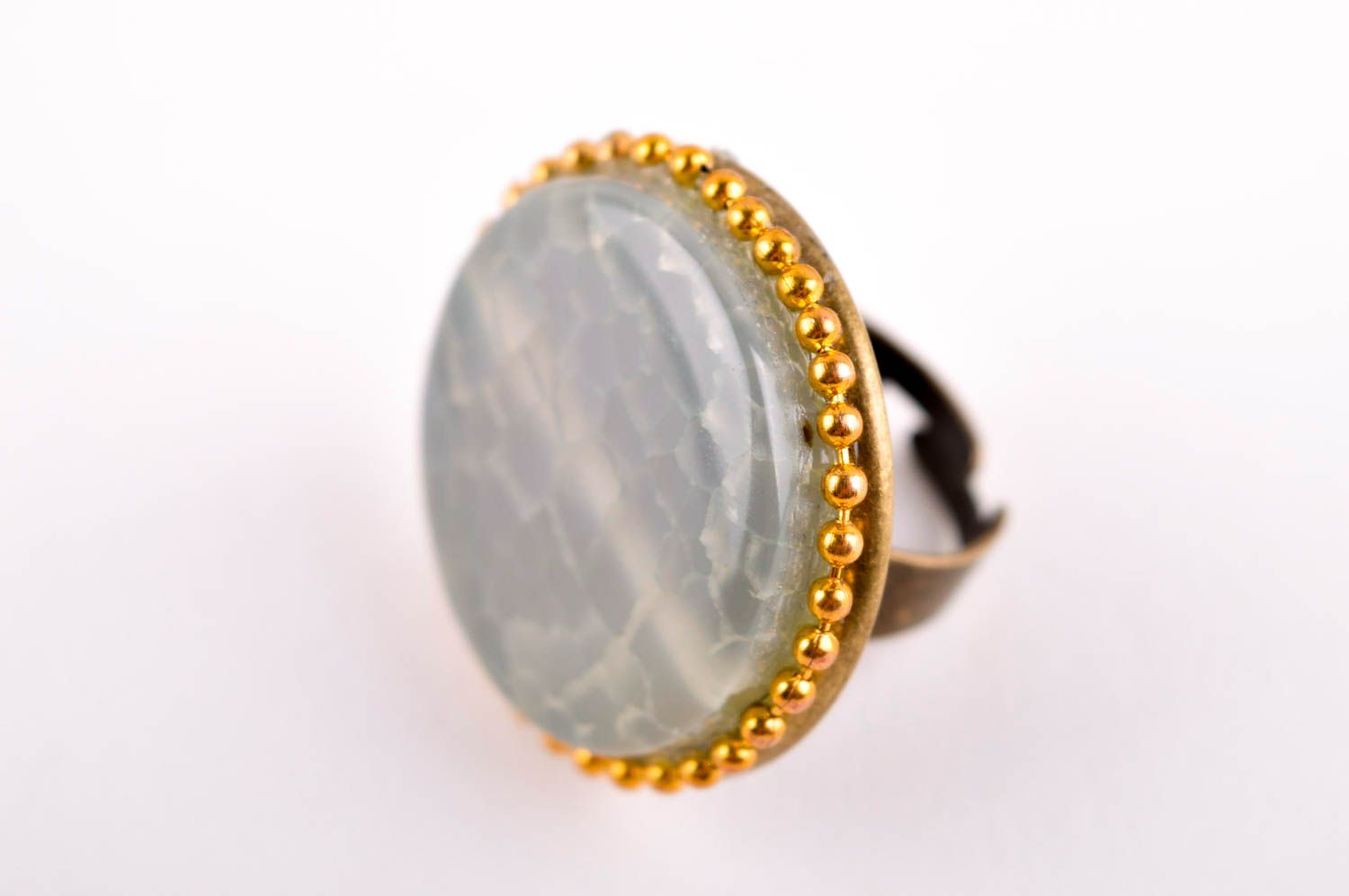 Необычное кольцо хенд мейд бижутерия из натуральных камней красивое кольцо фото 2