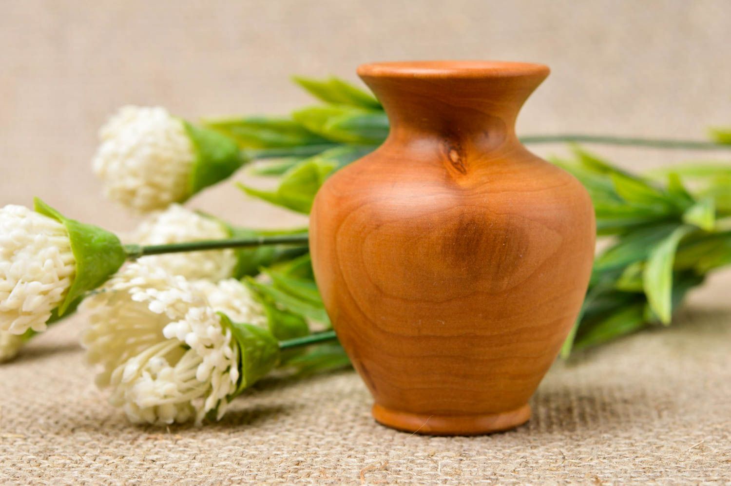 3 inches classic décor wooden flower vase 0,13 lb photo 1