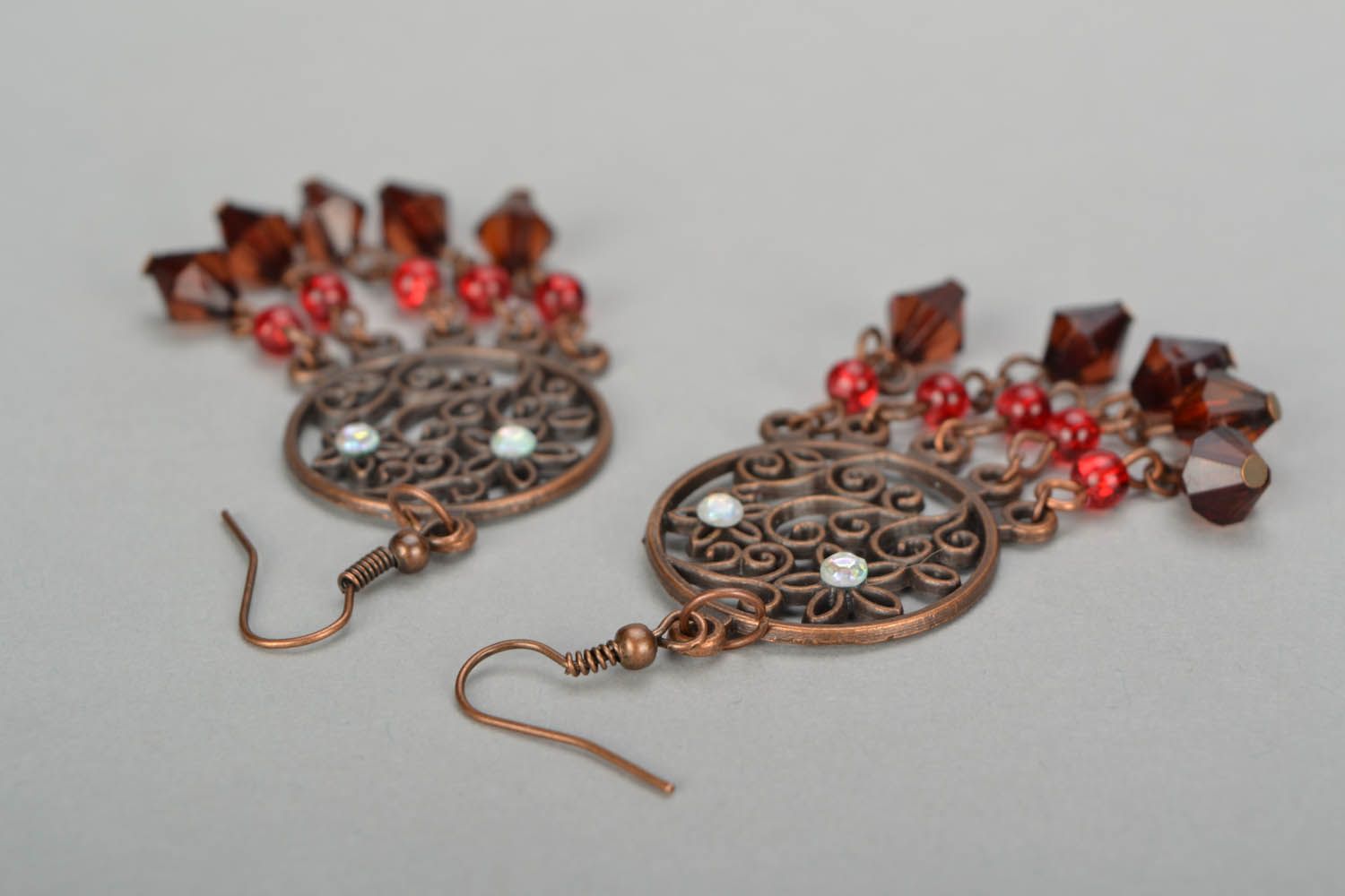 Copper earrings Ruby photo 4
