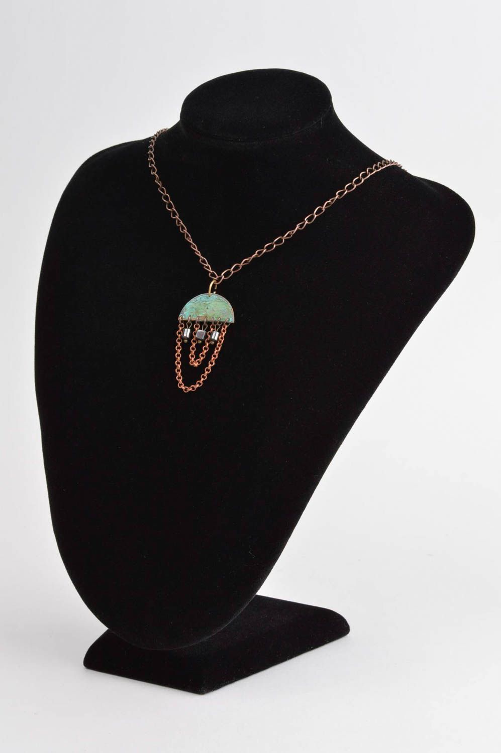 Handmade pendant designer accessory copper jewelry gift ideas pendant with stone photo 1