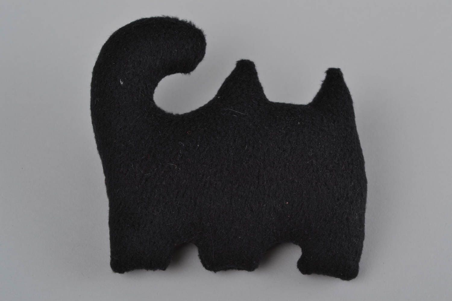 Soft toy black cat made of fabric with flower for home decor and children photo 5