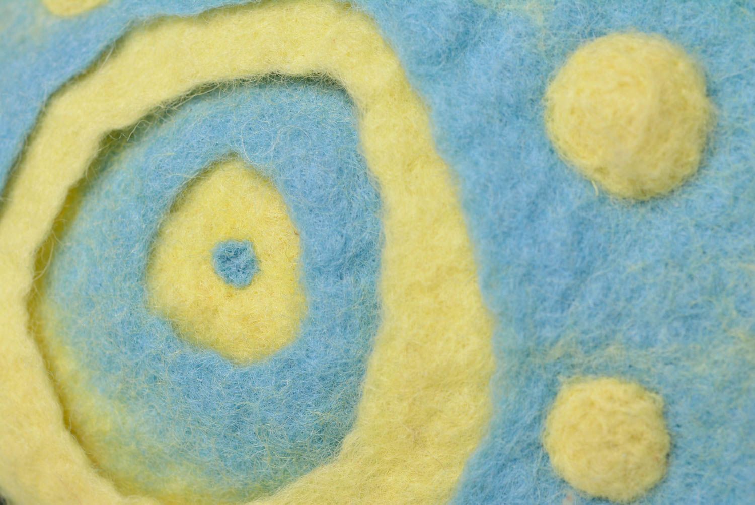 Sac bandoulière femme rectangulaire laine feutrée bleu à motif jaune fait main photo 3