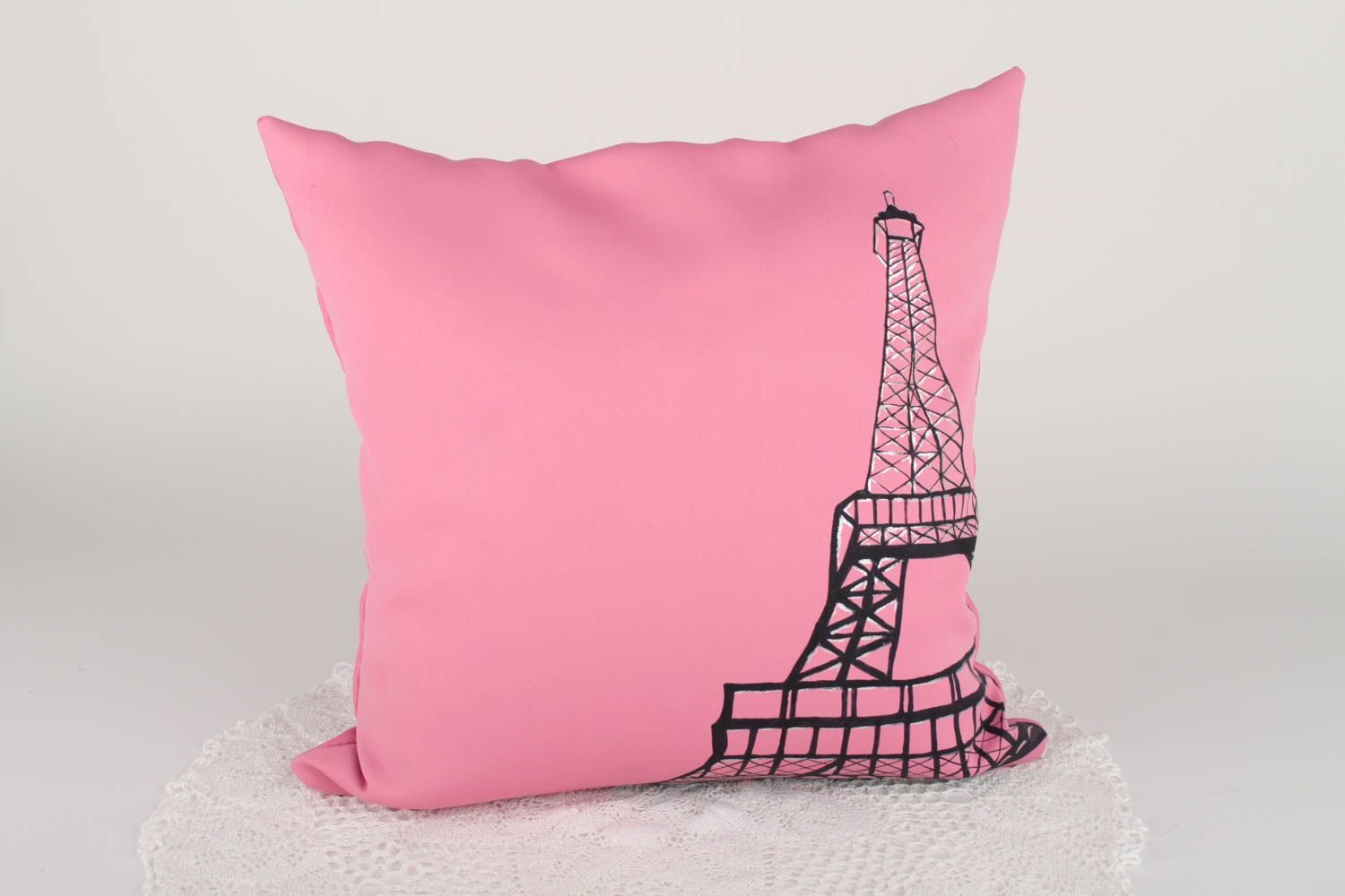 Rosa Kissen Bezug handmade Schlafzimmer Deko schöne Kissenhülle Eiffelturm  foto 1