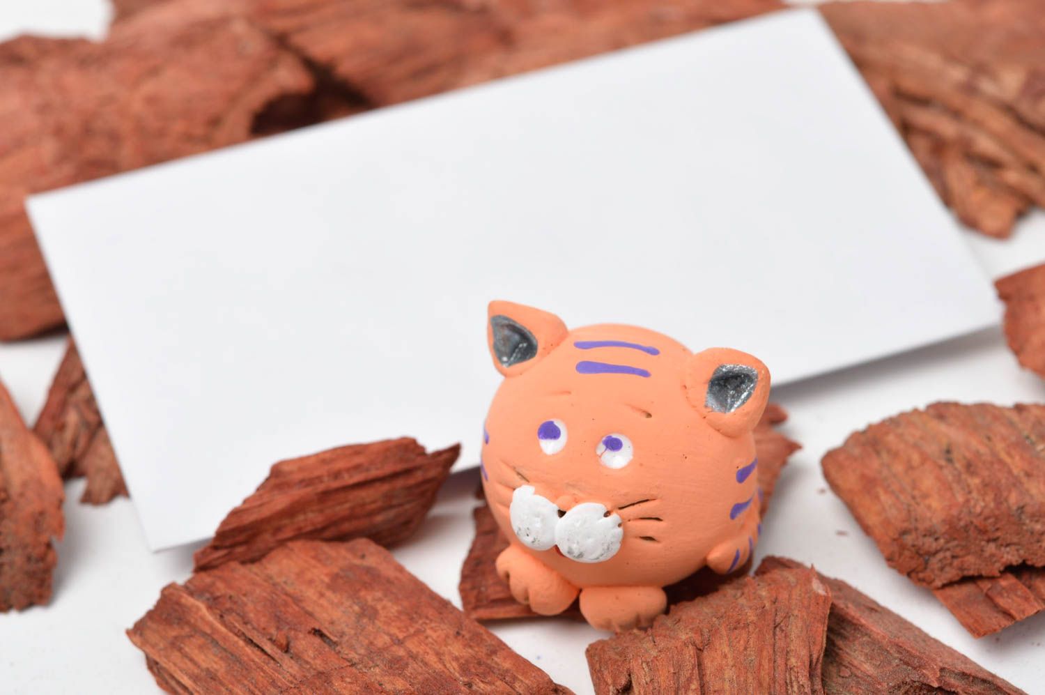 Визитница ручной работы рыжий кот настольная подставка керамический декор фото 1