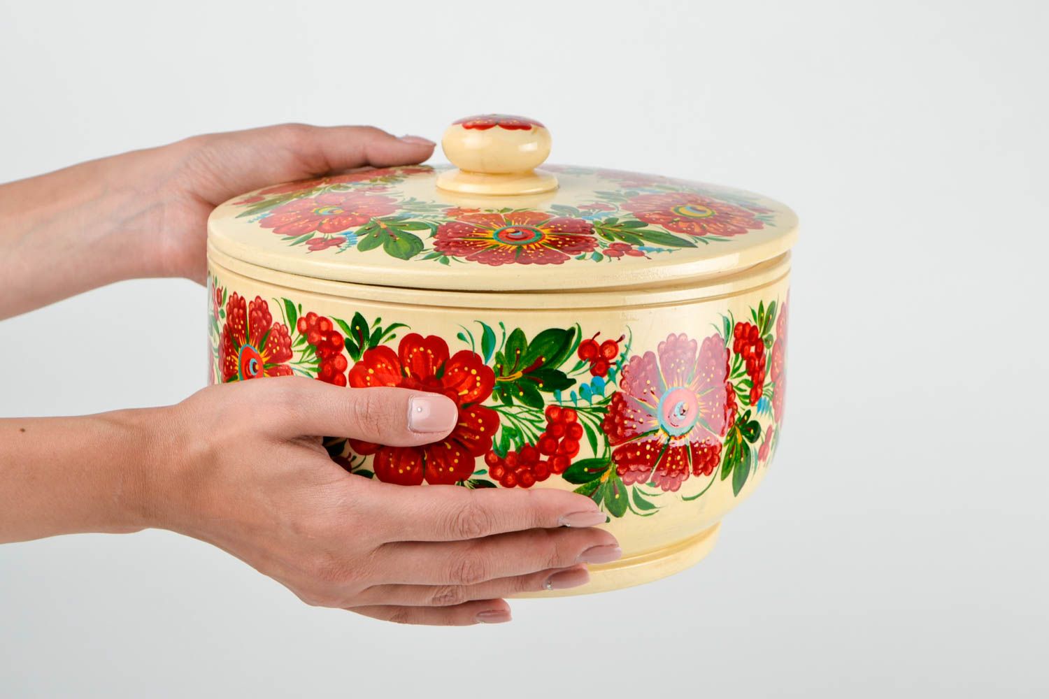 Grande Boîte à bijoux en bois faite main avec peinture à motif Décoration maison photo 2