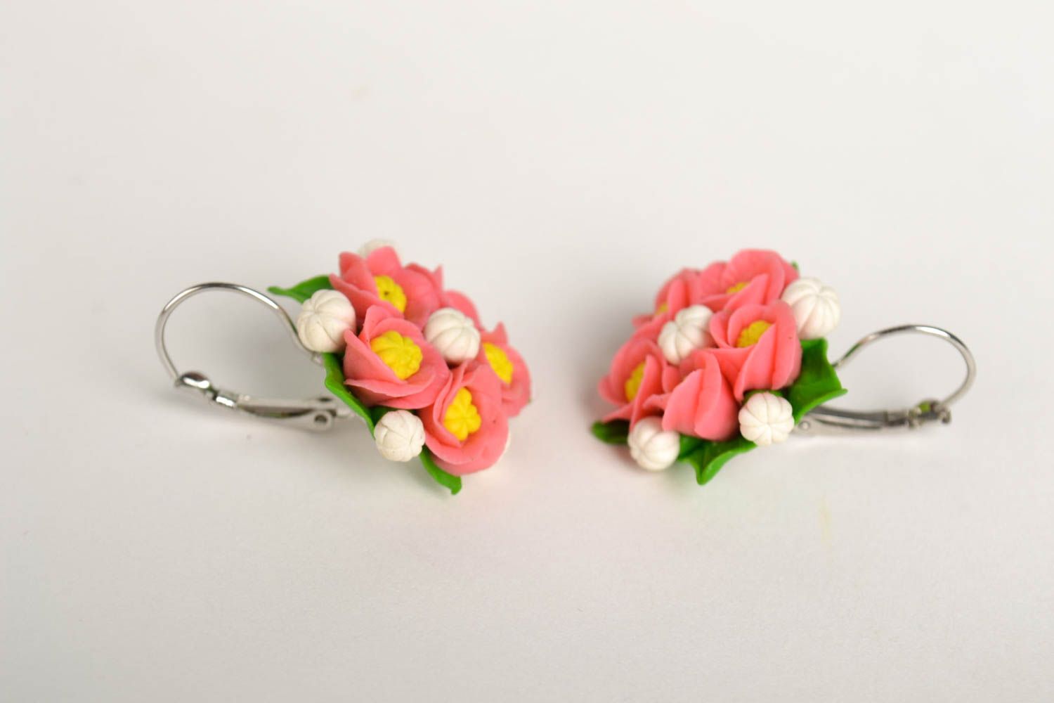 Handmade earrings flower earrings porcelain earrings fashion bijouterie  photo 3