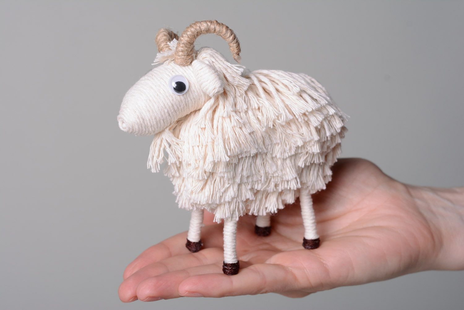 Handmade cotton fabric soft toy for interior decor Goat photo 3
