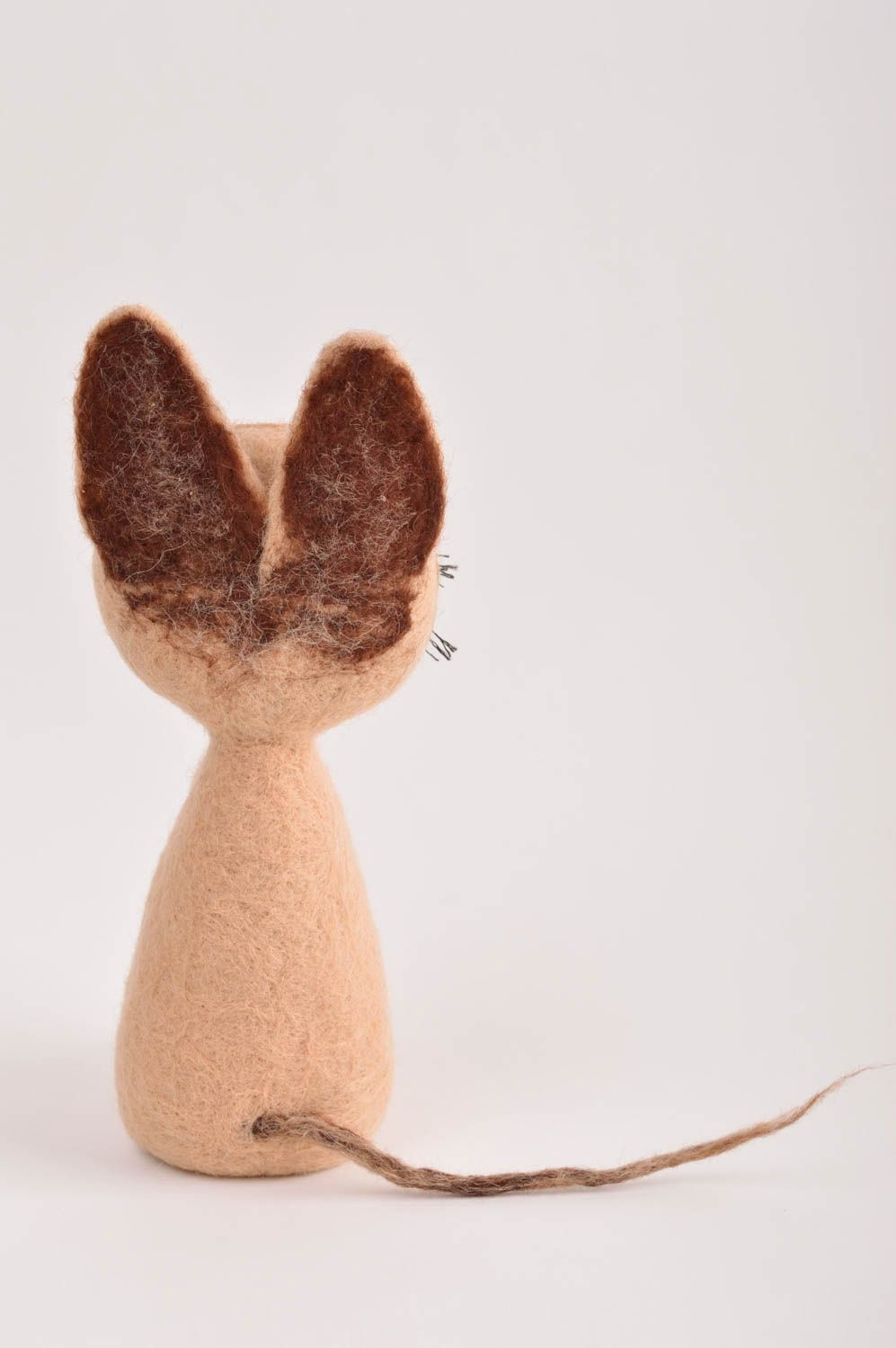 Gefilzte Figur handgefertigt Katze Spielzeug originelles Geschenk in Braun foto 4
