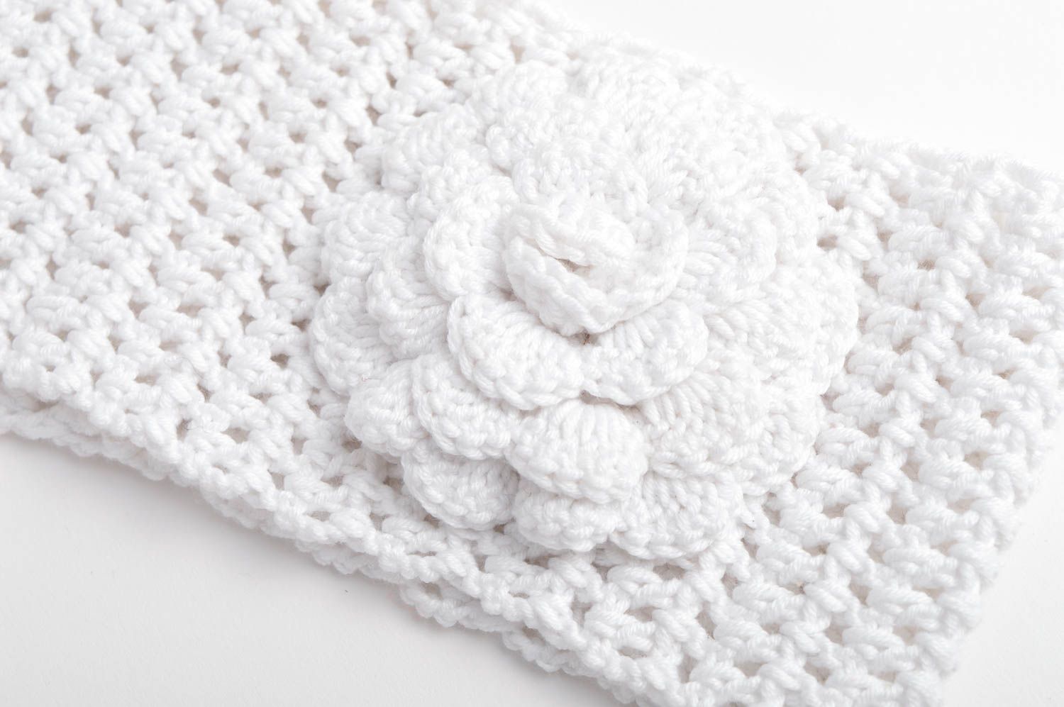 White crocheted headband unusual accessory for kids beautiful headband photo 5