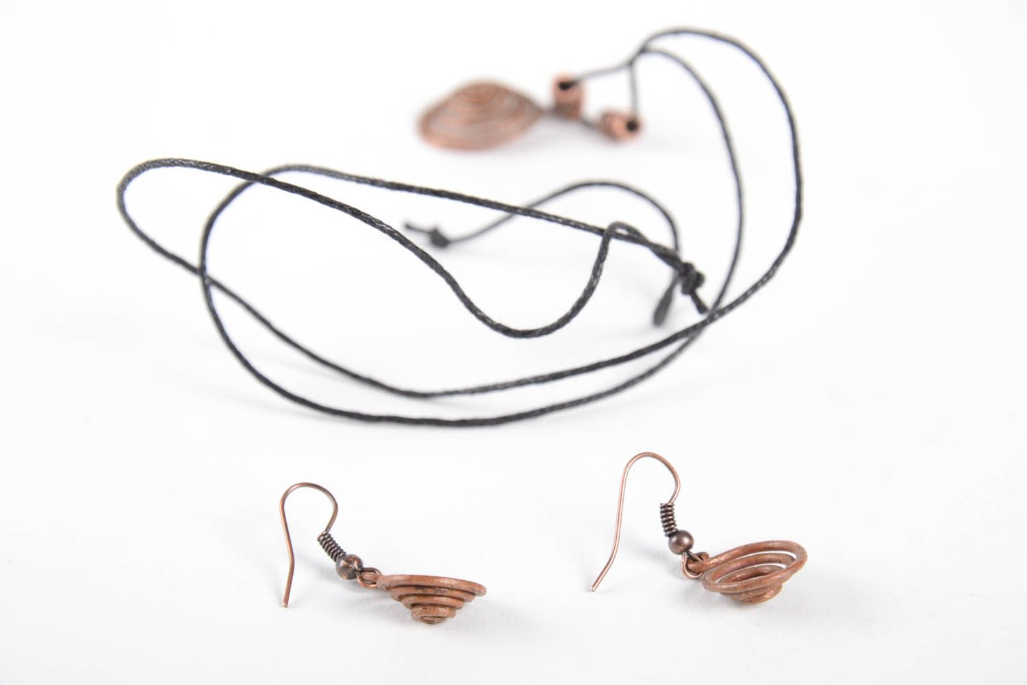 Schmuck Set handmade Accessoires für Frauen Metall Anhänger Ohrringe Kupfer foto 5